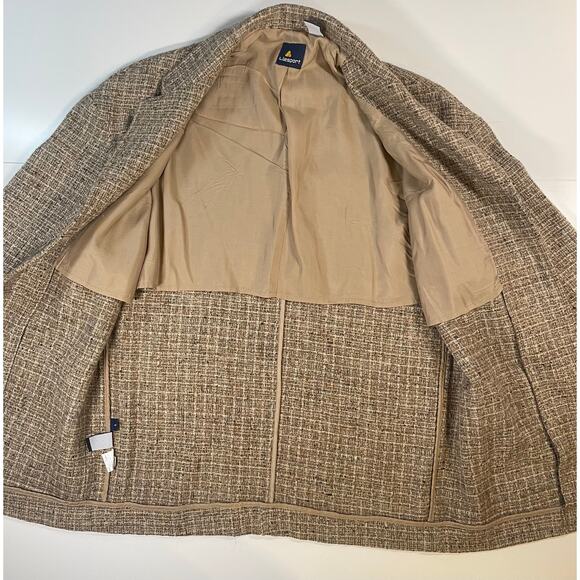 VTG Lizsport Brown Tweed Wool Blend Blazer Jacket Womens Sz S Classic office - Picture 9 of 10